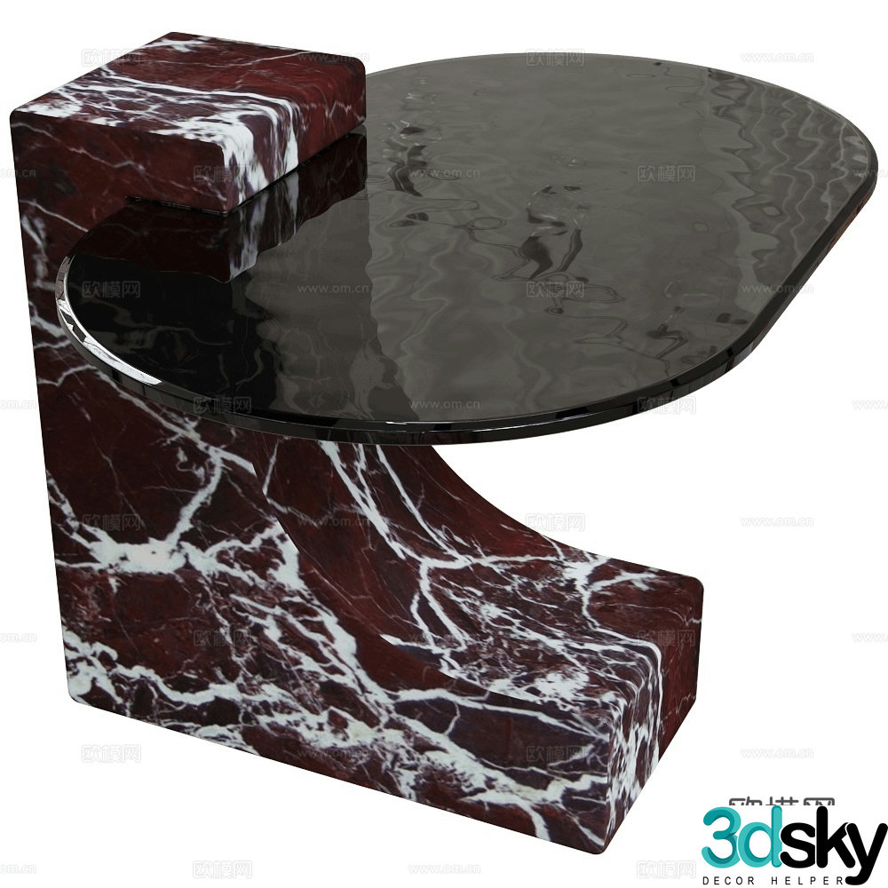Baxter glass side table corner table 3d model