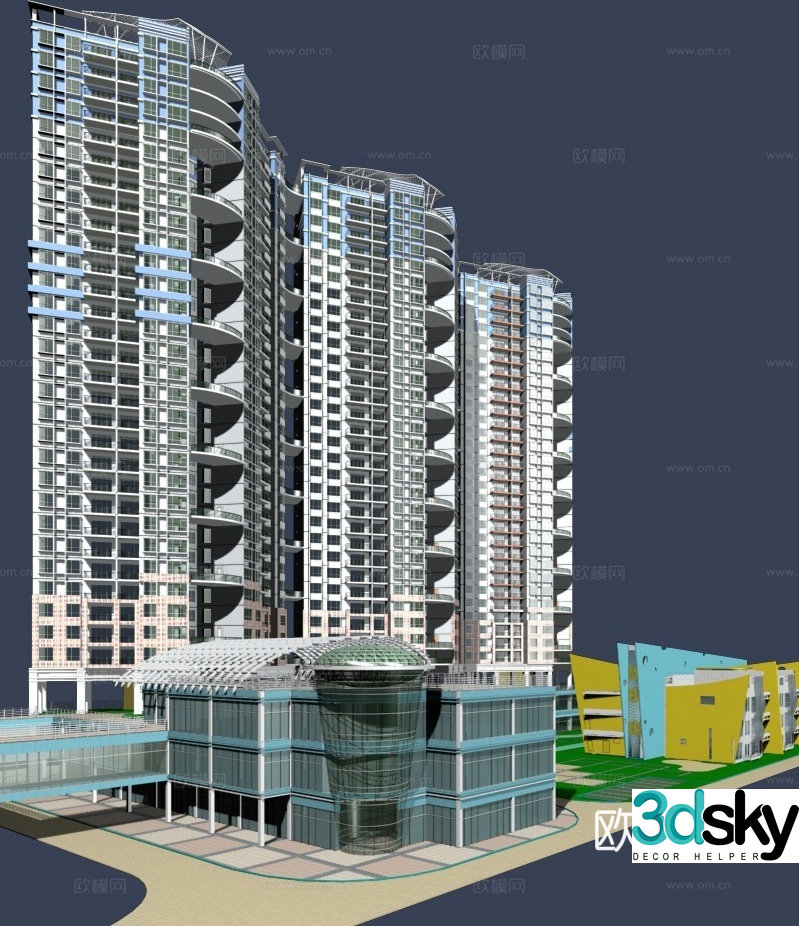 3D model of high-rise office building exterior