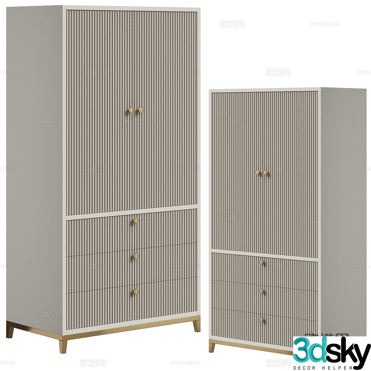 Modern minimalist wardrobe finished wardrobe 3d model