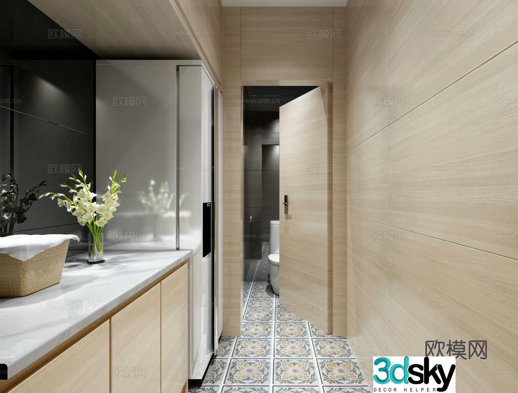 Modern restroom bathroom 3d model
