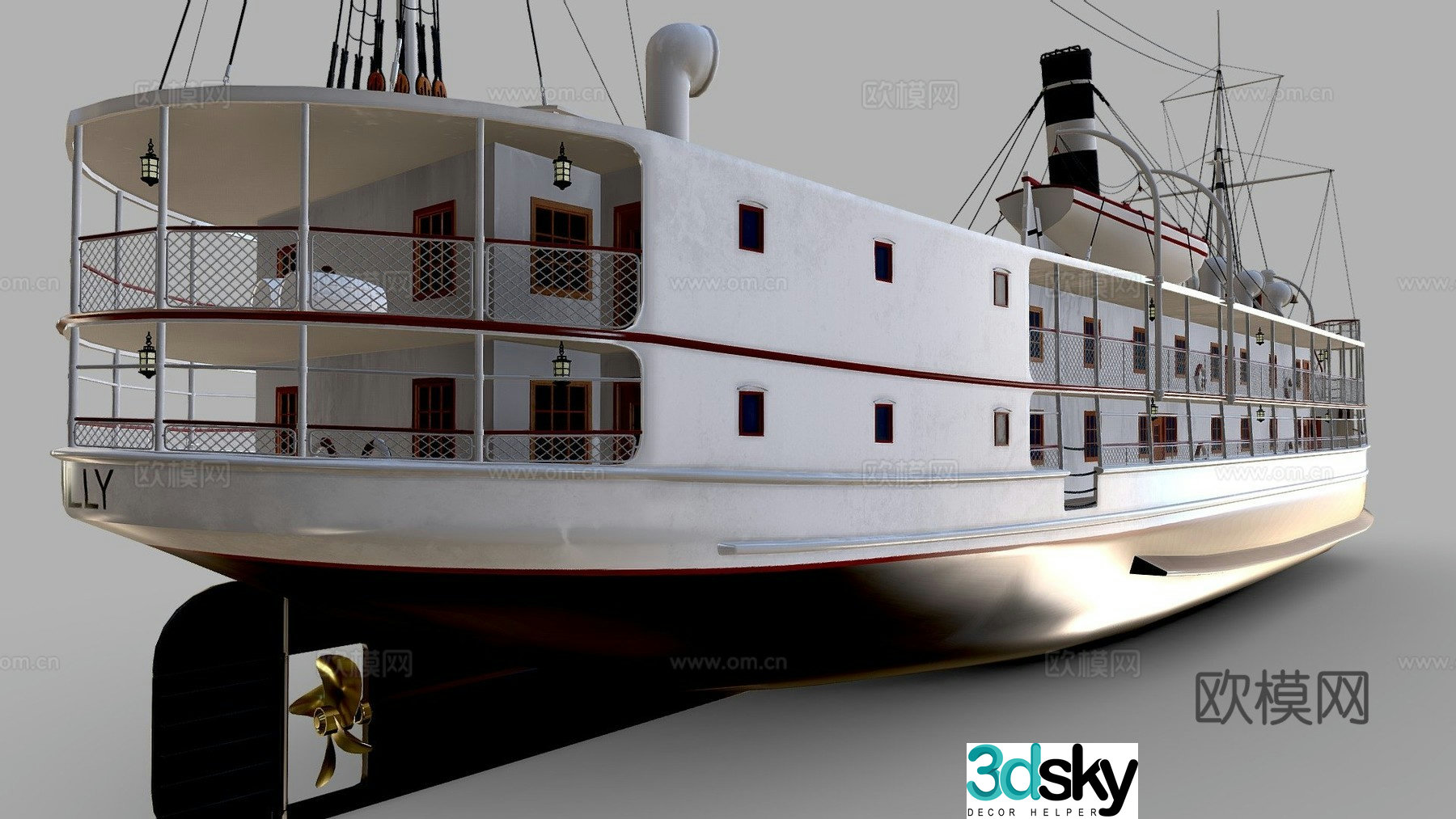 Passenger steam ship 3d model