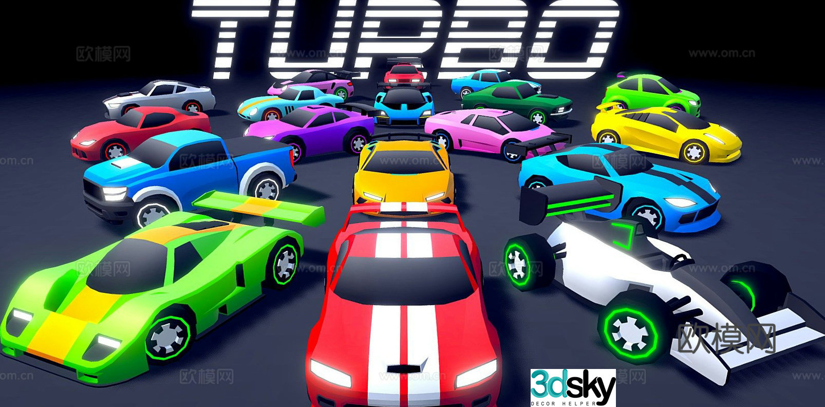 turbine car cartoon racing 3d model