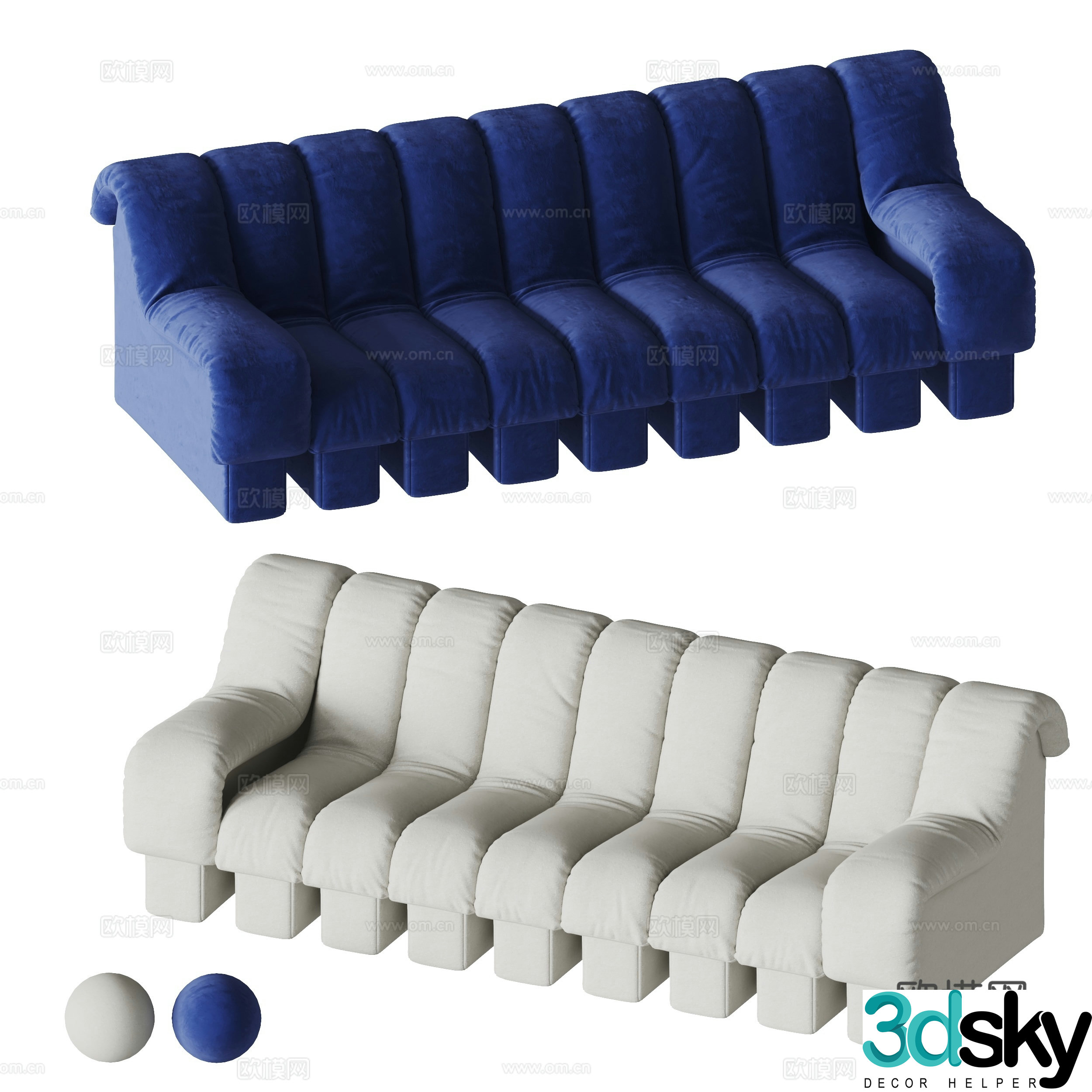 Rossin multi-person sofa upholstered sofa 3d model