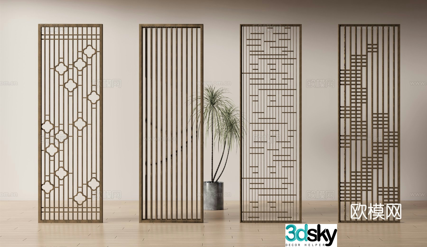 Modern screen partition 3d model