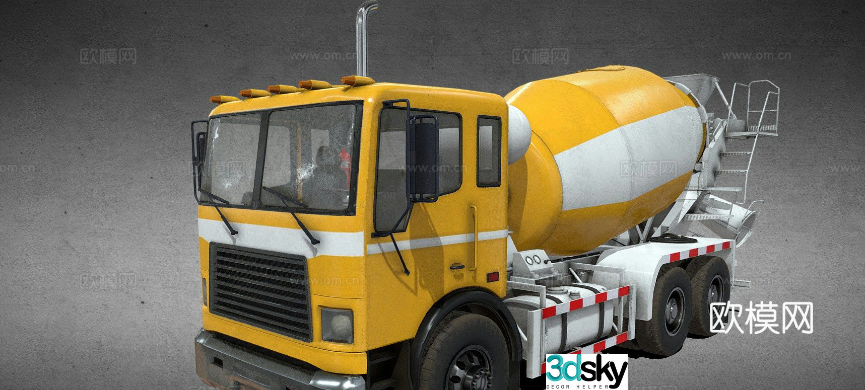 cement truck transport truck 3d model