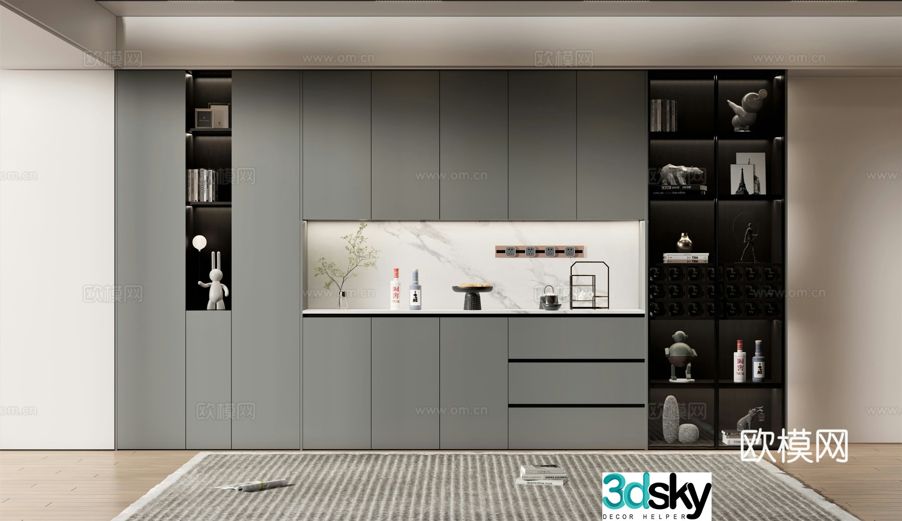 Modern wine cabinet sideboard 3d model