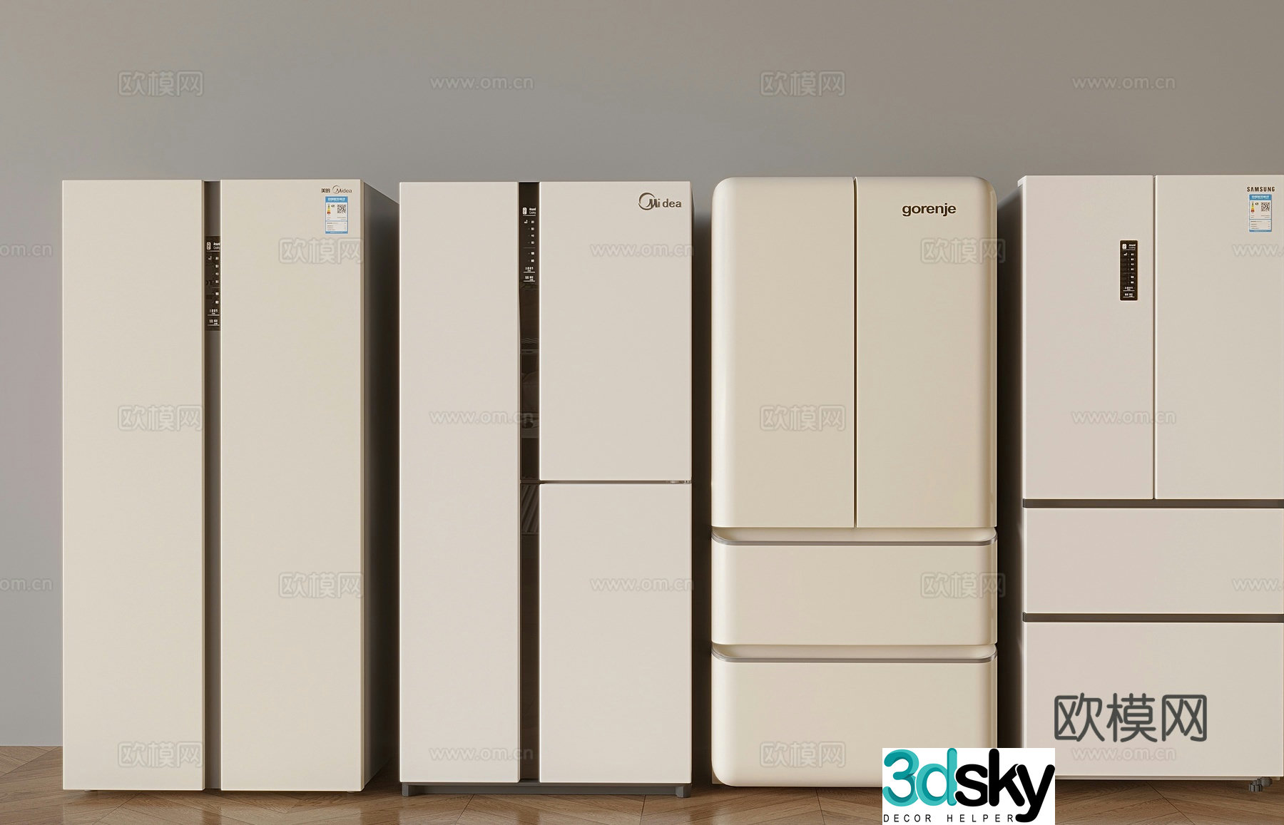 Double door refrigerator smart refrigerator 3d model
