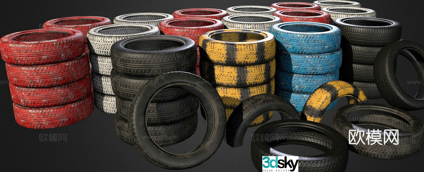 tire pile wheel 3d model
