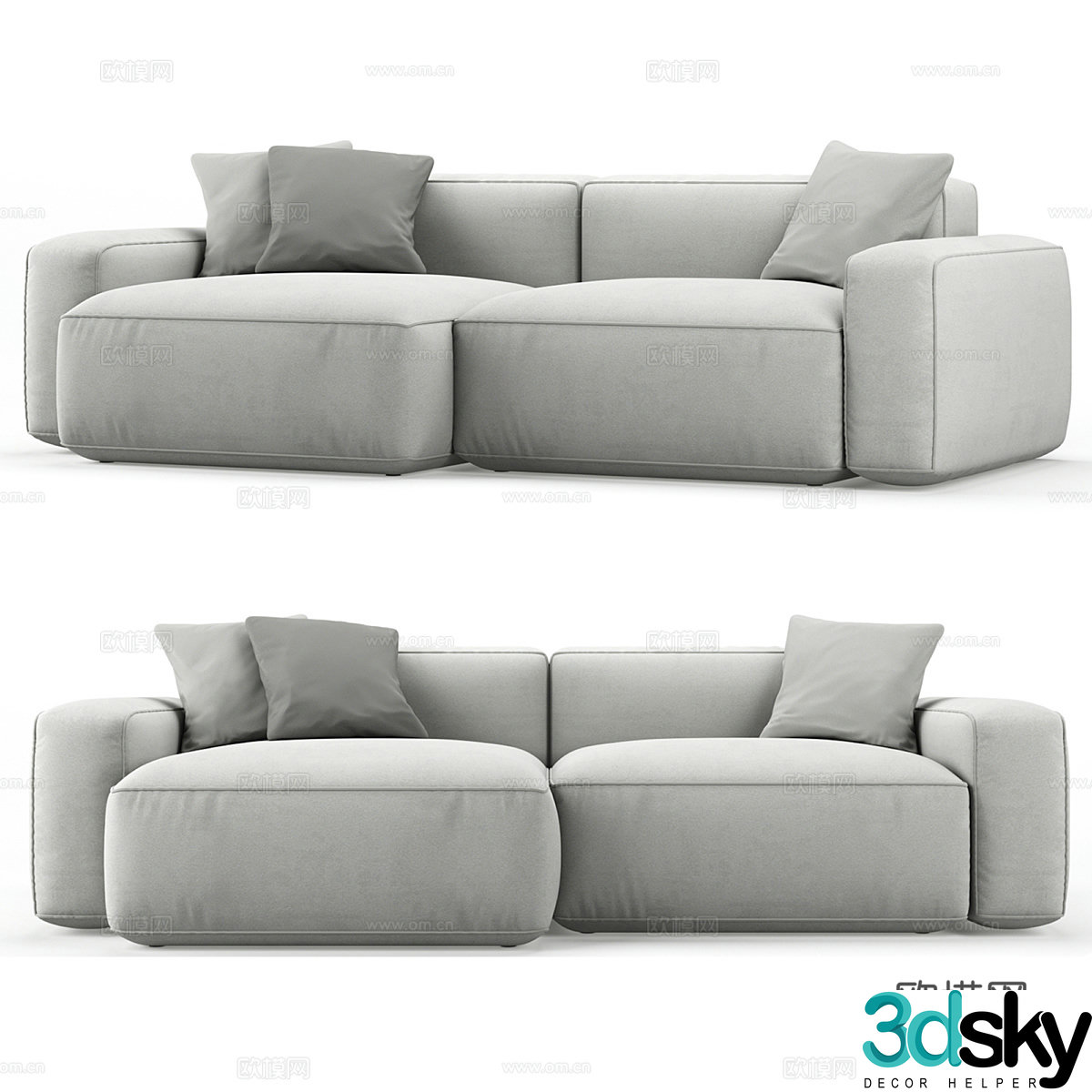 Double sofa upholstered sofa 3d model