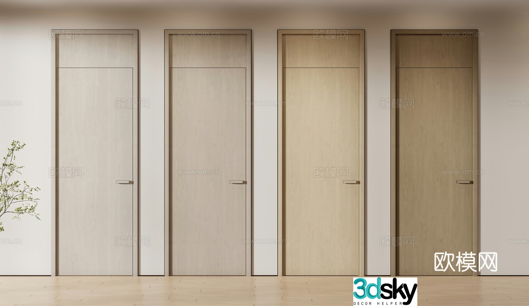 Single door door bedroom door 3d model