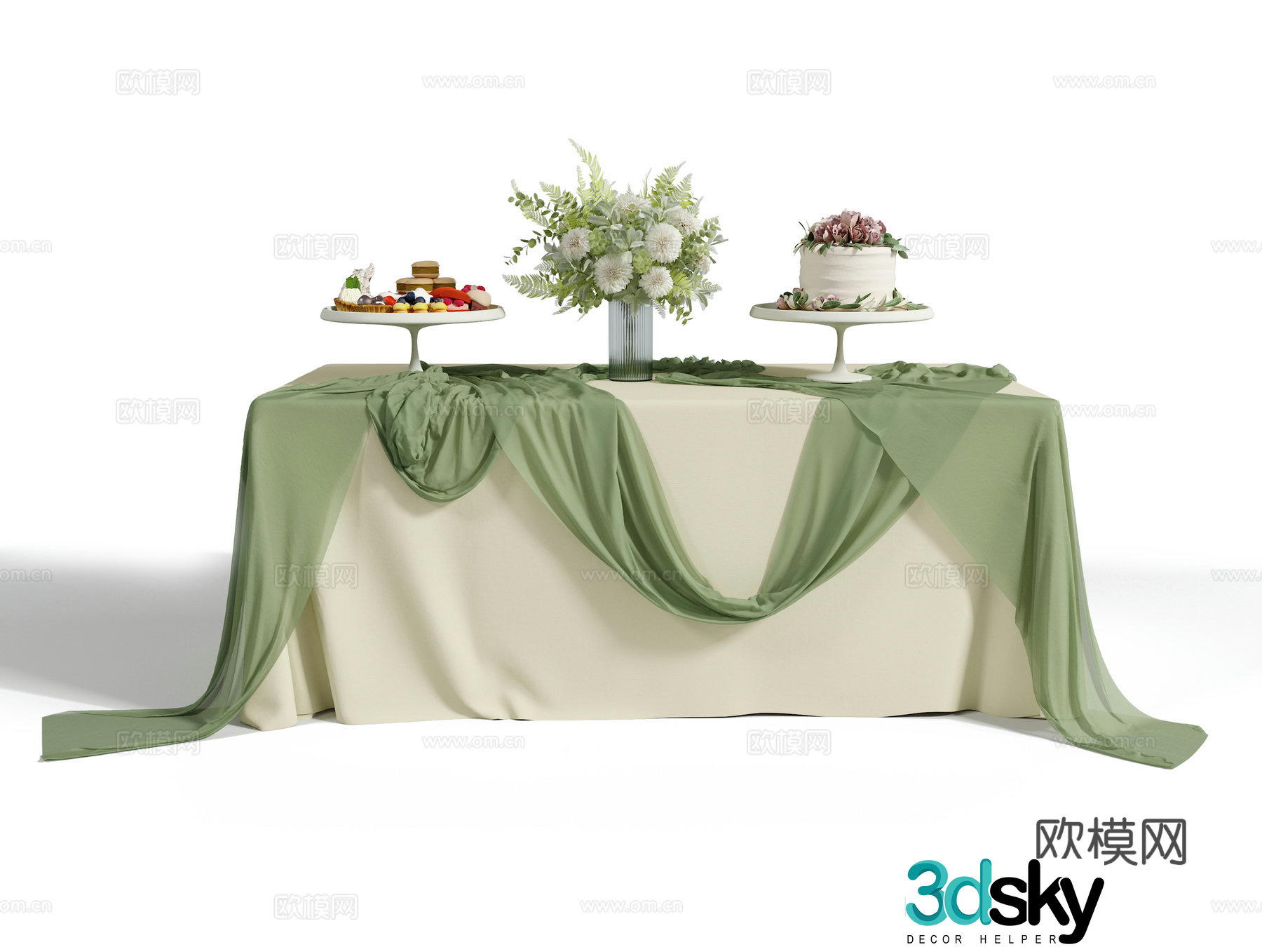 Modern dessert table party table 3d model