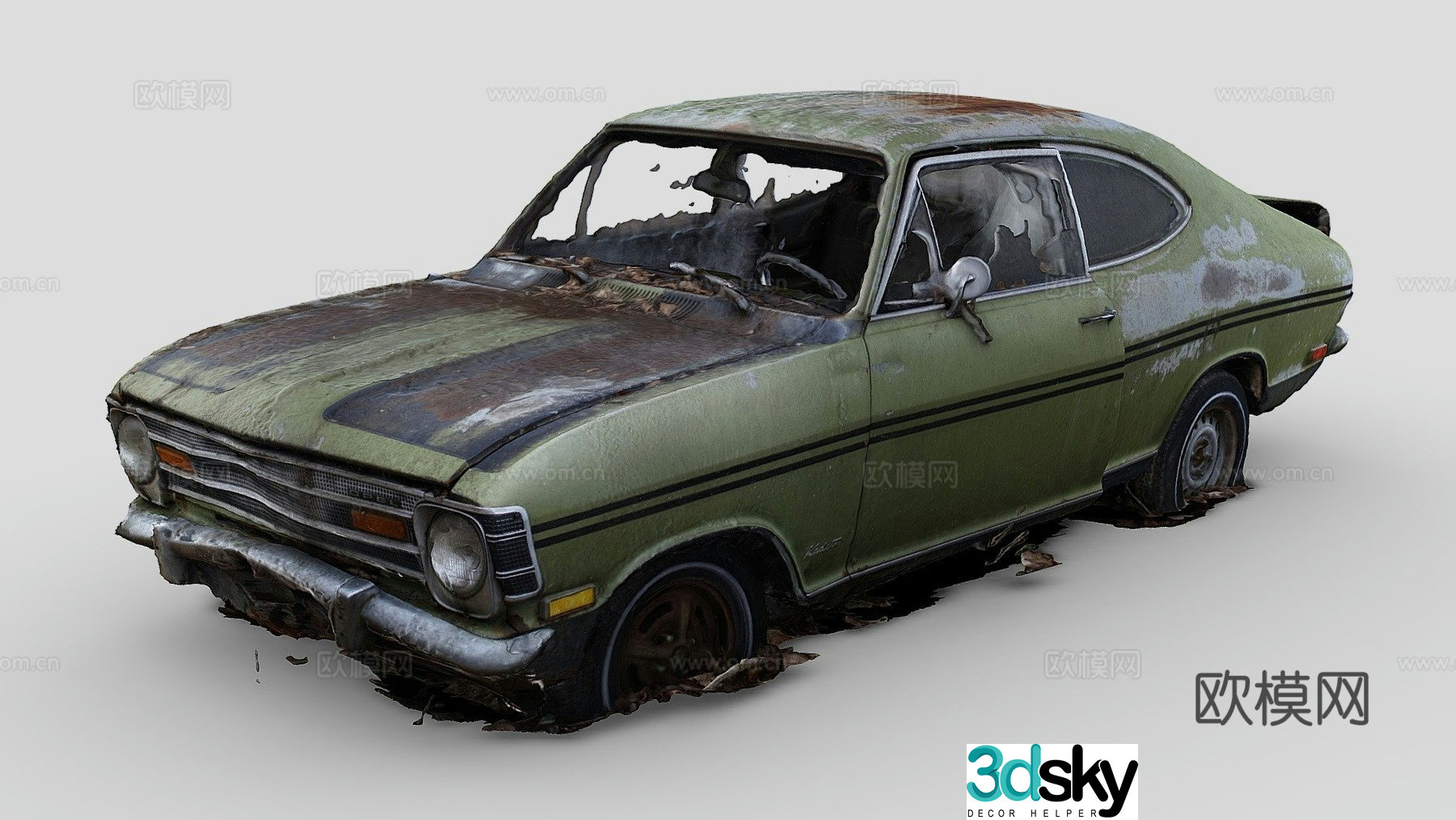 Abandoned Opel Cadit post war wind car 3d model