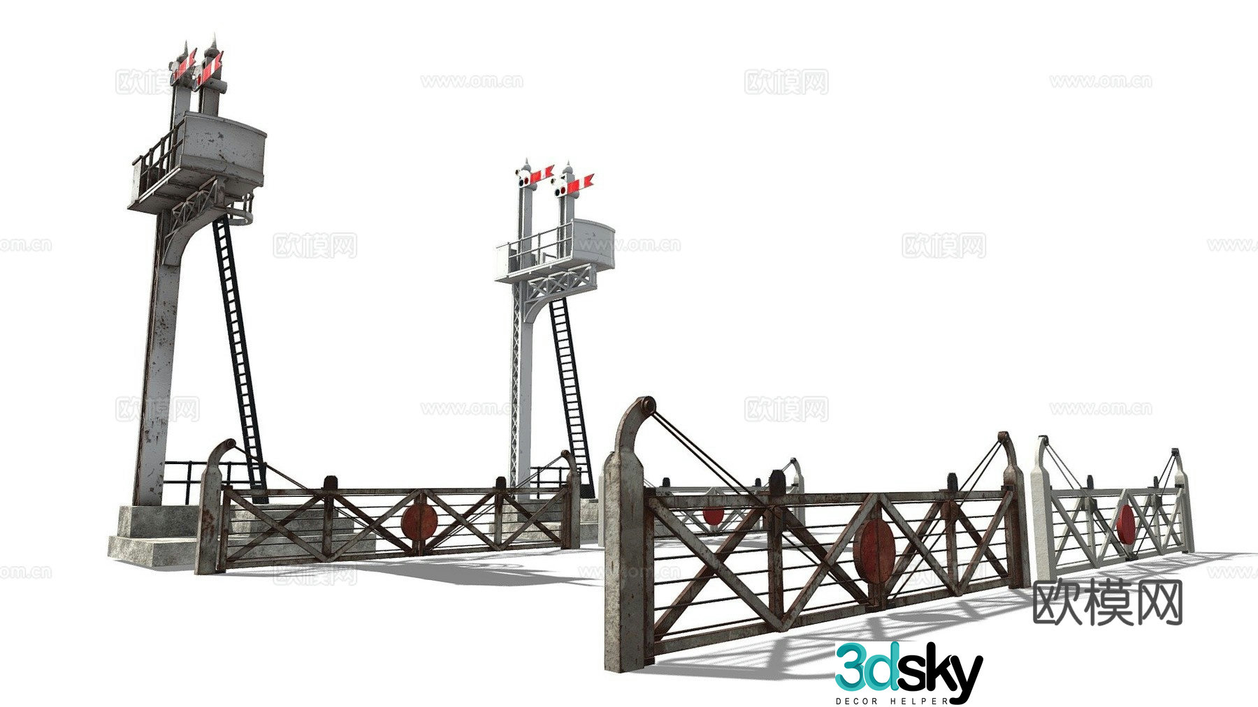 train track railway signal box 3d model