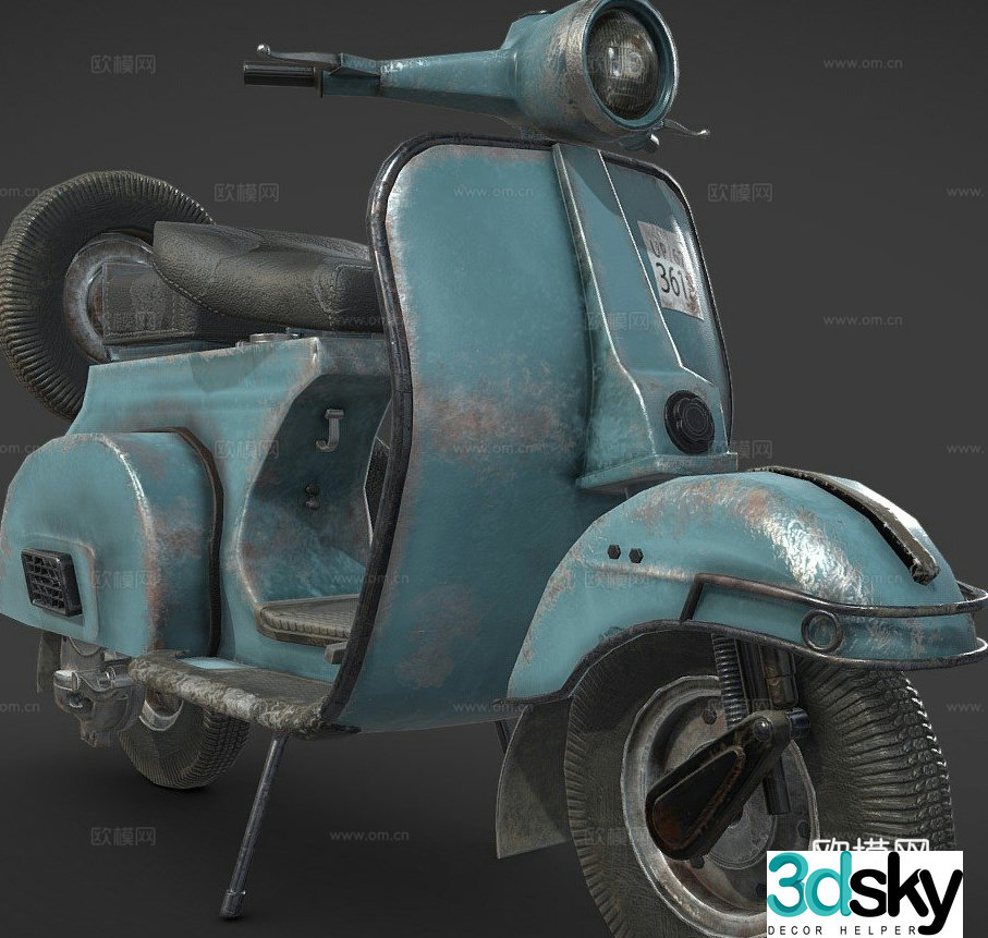 Retro motorcycle electric car 3d model