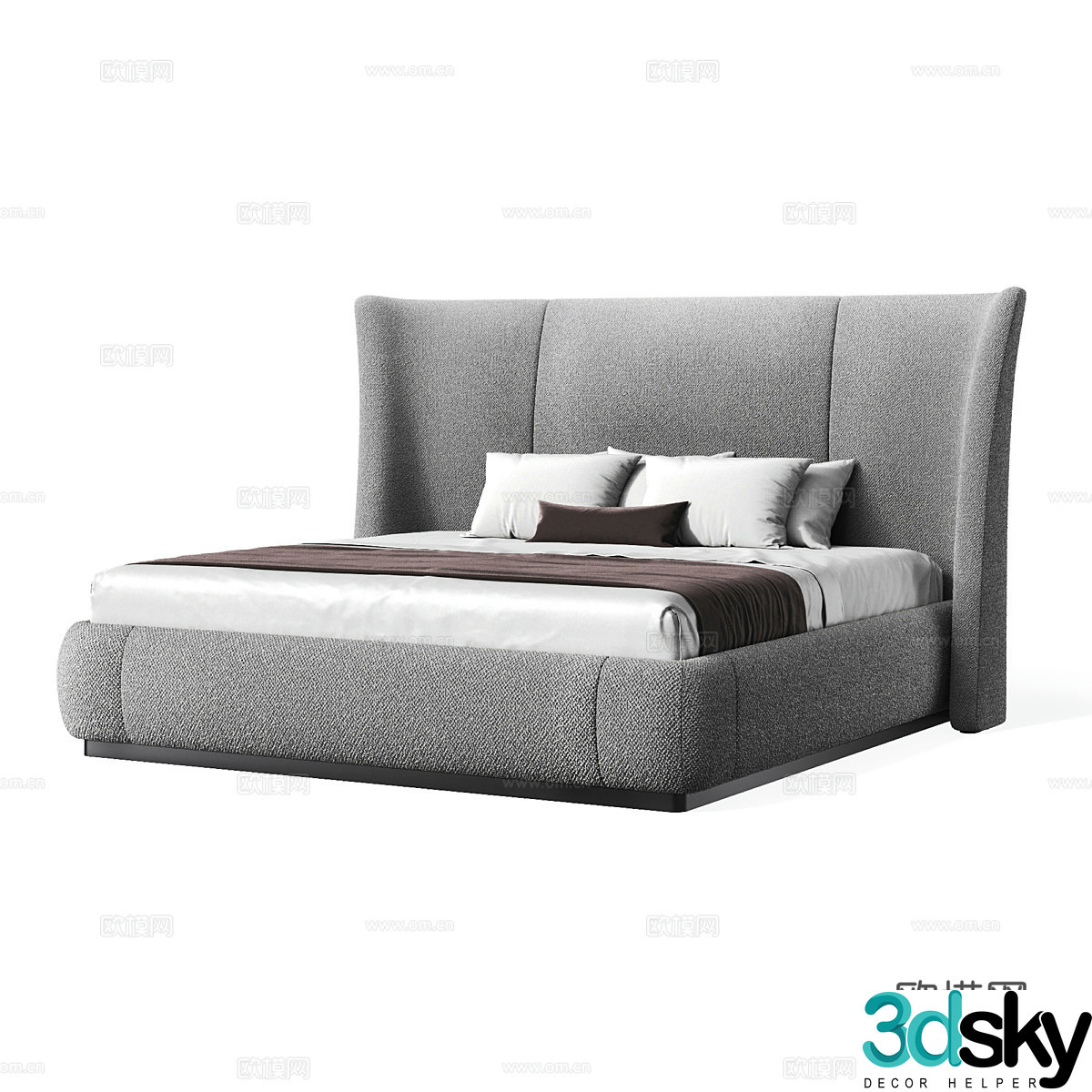 Modern double bed 3d model