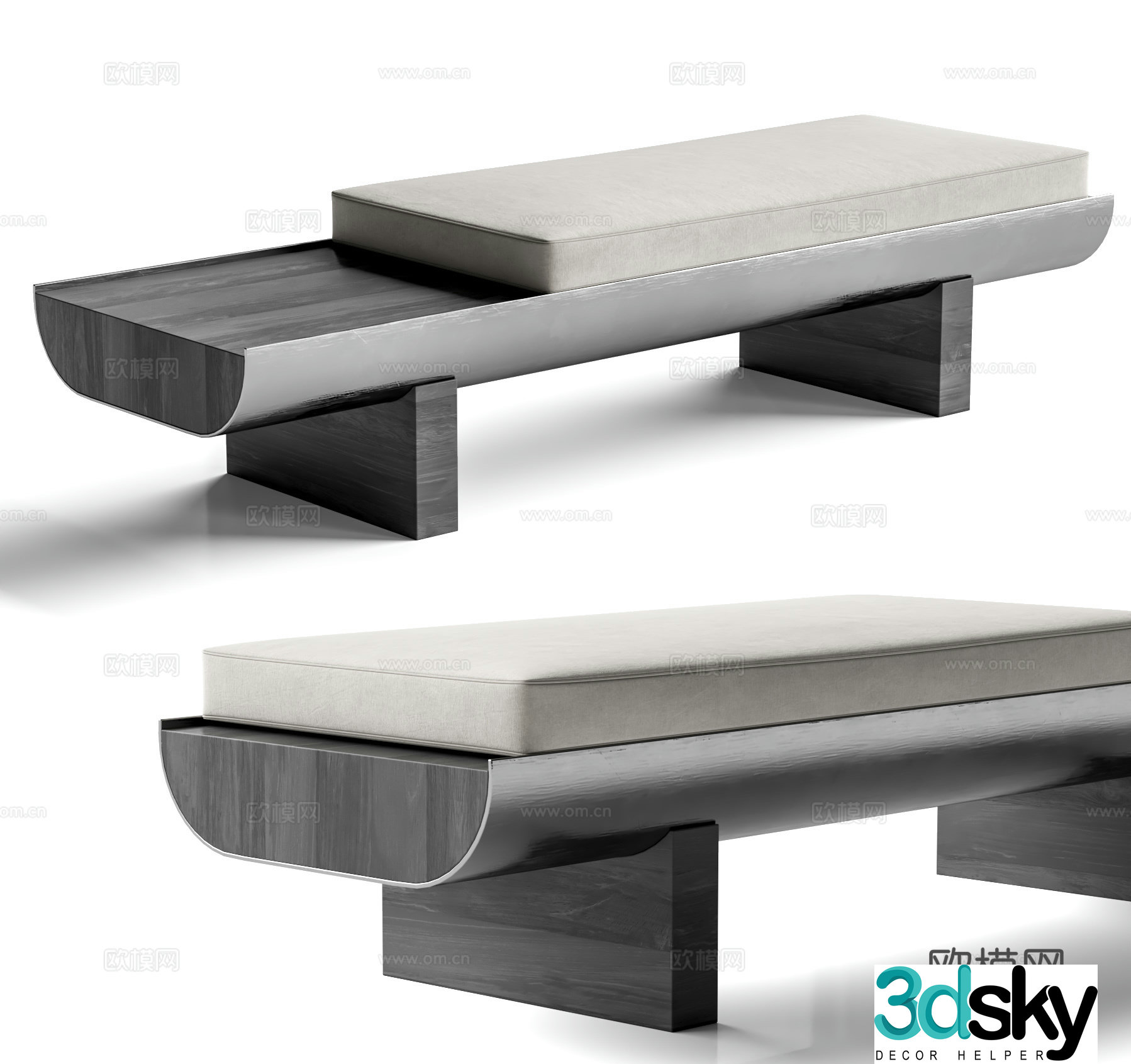 Minotti stool sofa bench bench shoe changing stool 3d model