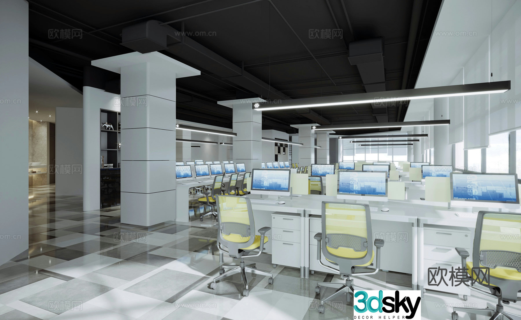 Public office area office 3d model