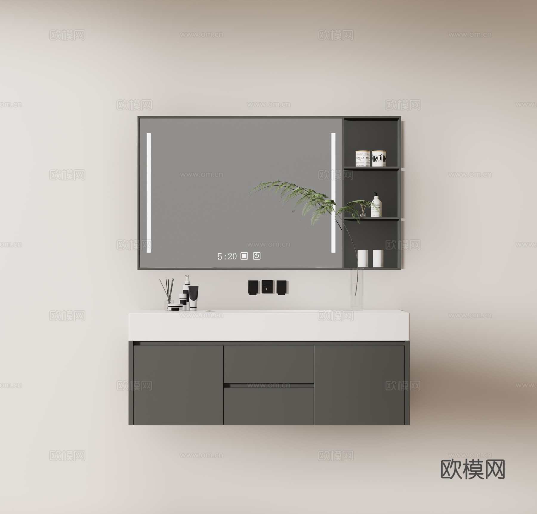 Modern basin cabinet bathroom cabinet wash cabinet mirror cabinet 3d model
