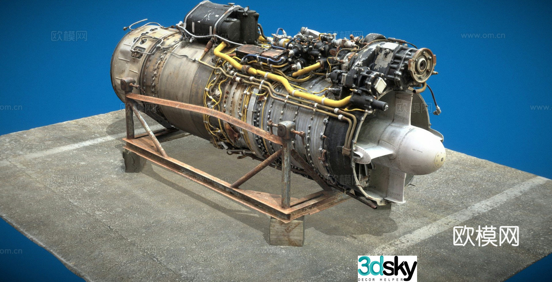 Old turbine engine generator 3d model