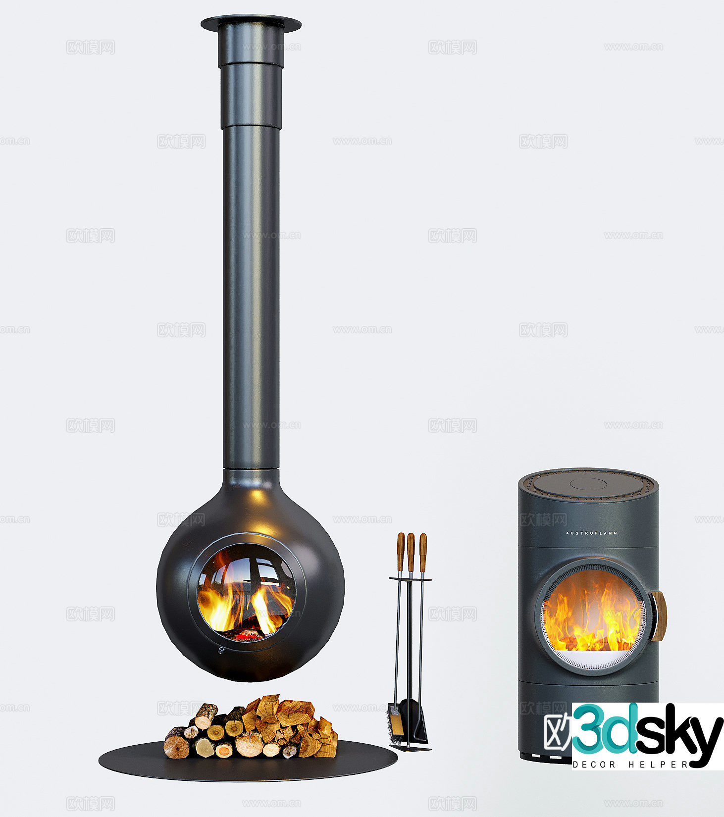 Hanging fireplace stove 3d model