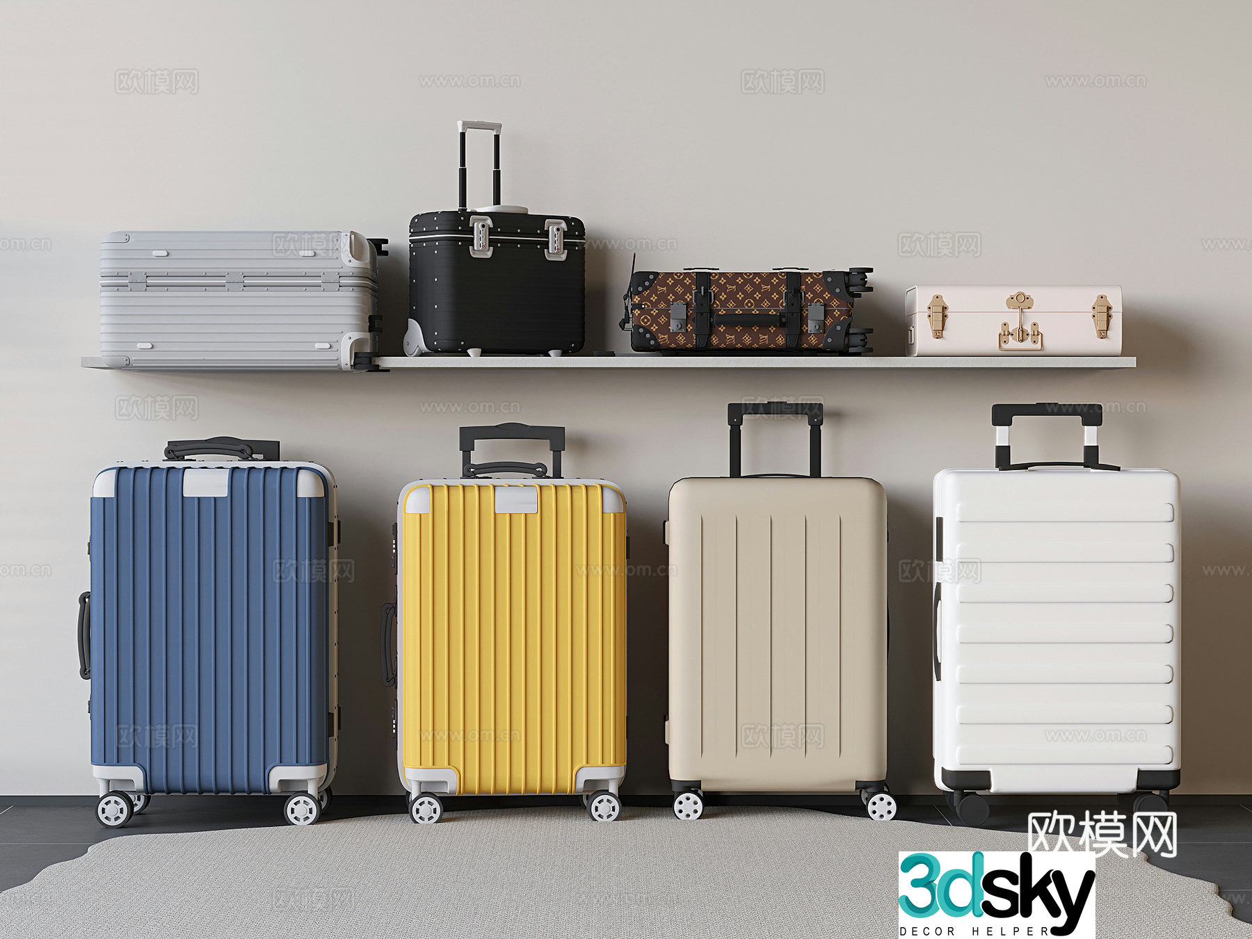 Bag luggage suitcase suitcase trolley case 3d model