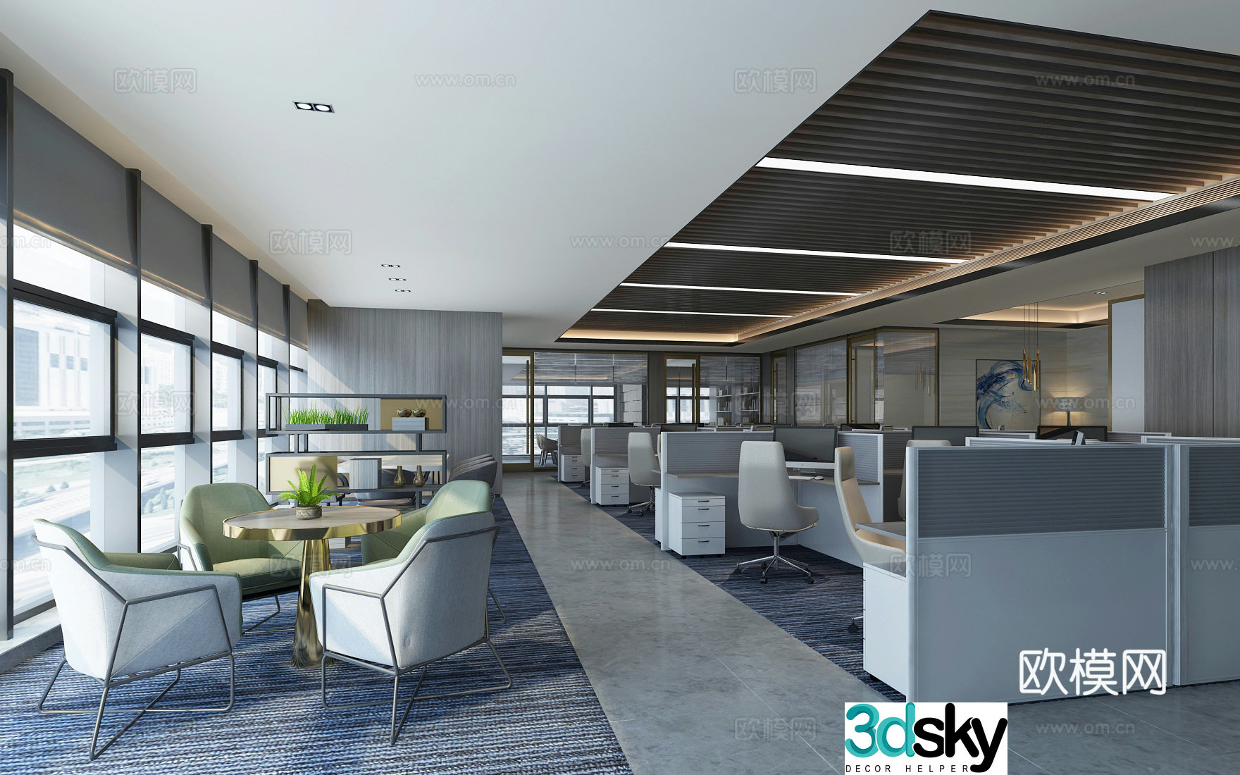 Open office area office 3d model