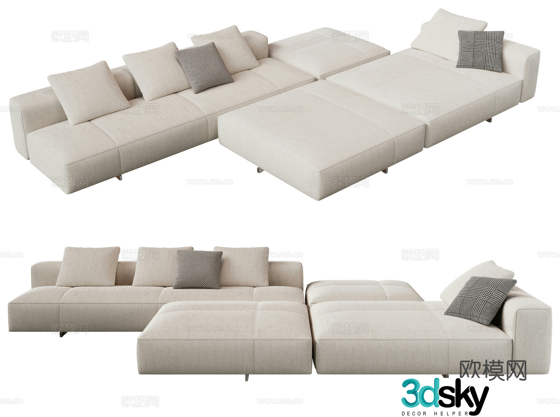Minotti special-shaped sofa spliced â€‹â€‹sofa 3d model