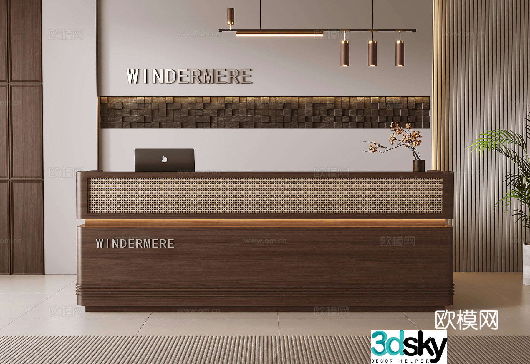 Medieval style front desk reception desk service desk 3d model