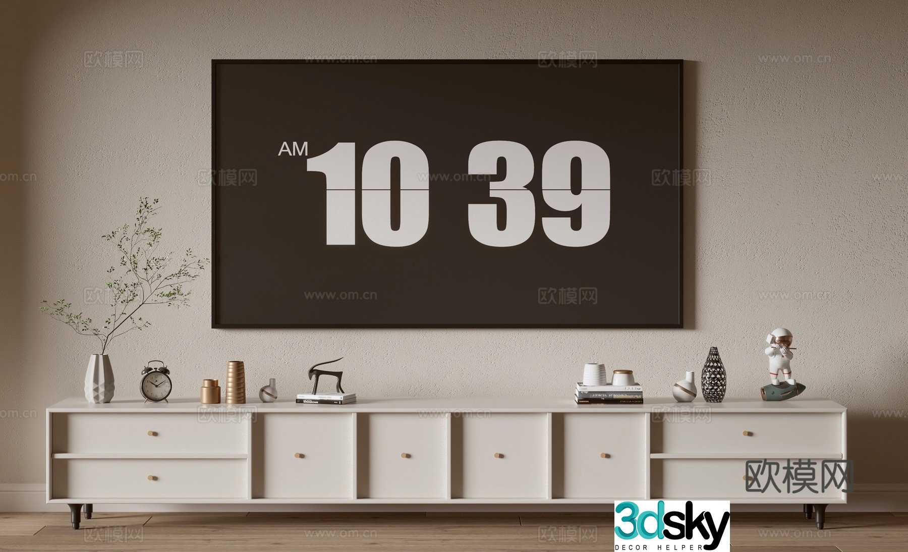 Cream style TV cabinet 3D model
