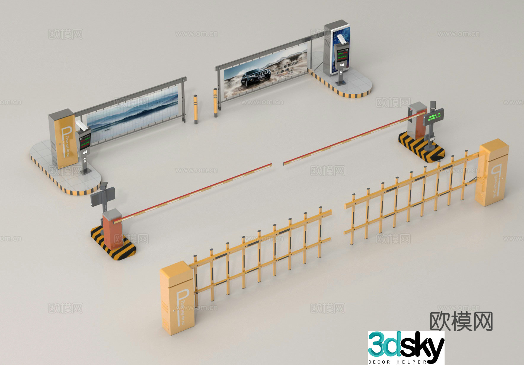 Traffic blocking pole traffic blocking pole toll pole barrier gate 3D model
