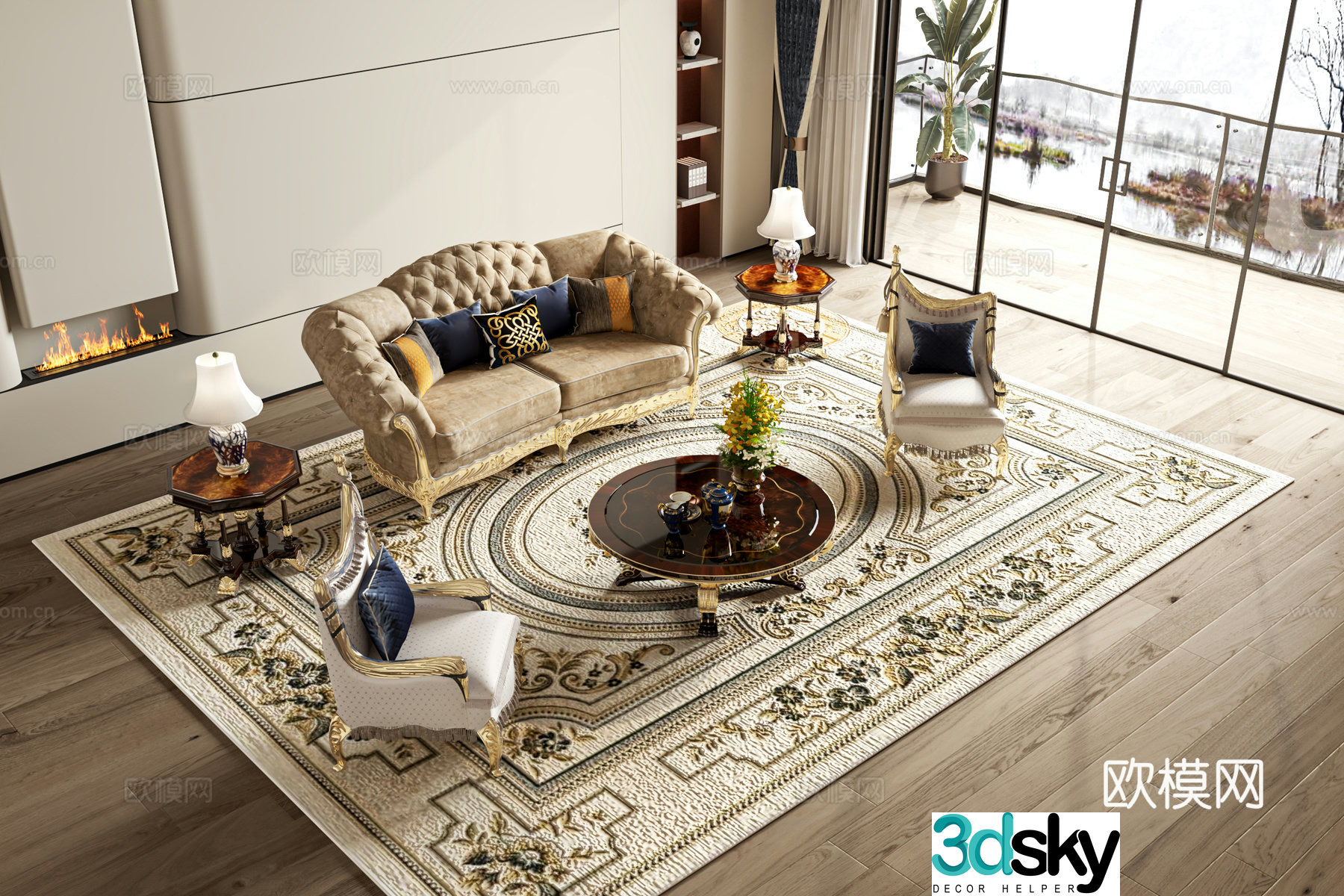 European style modular sofa 3d model