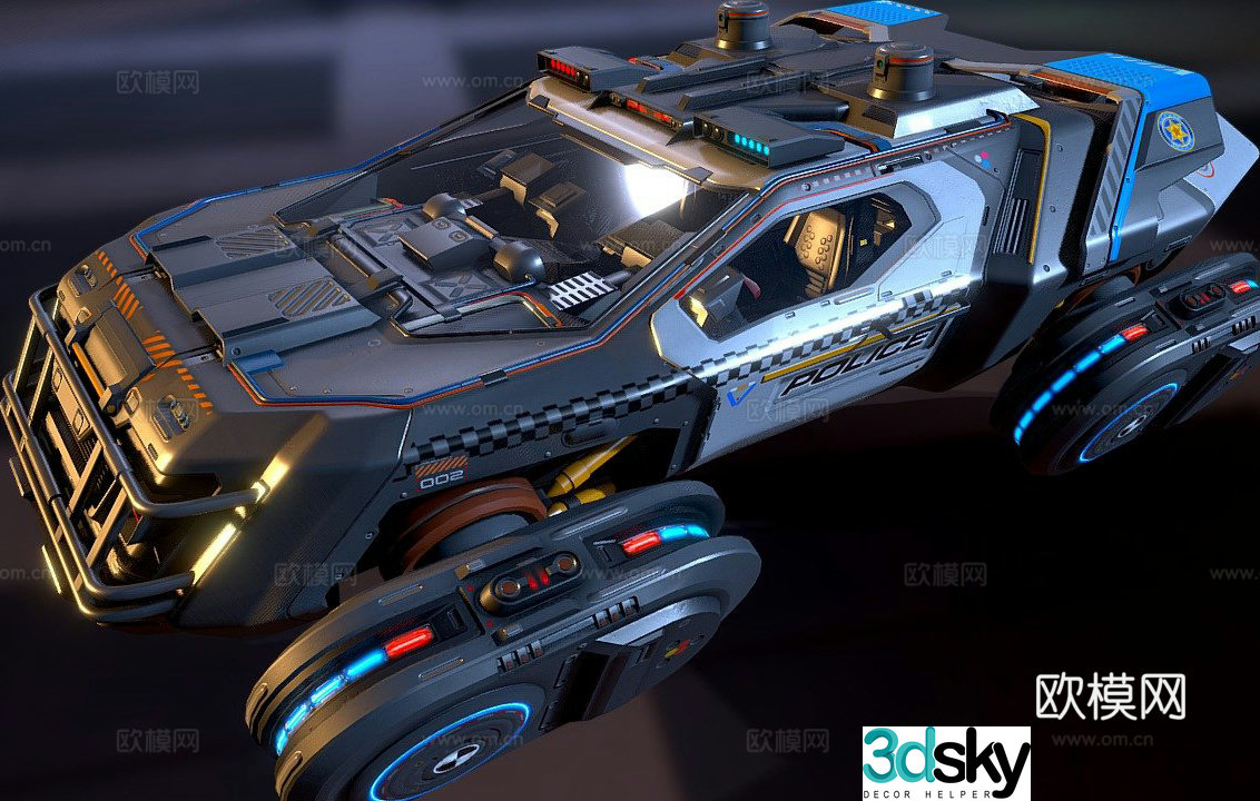 Cyberpunk car police car 3d model