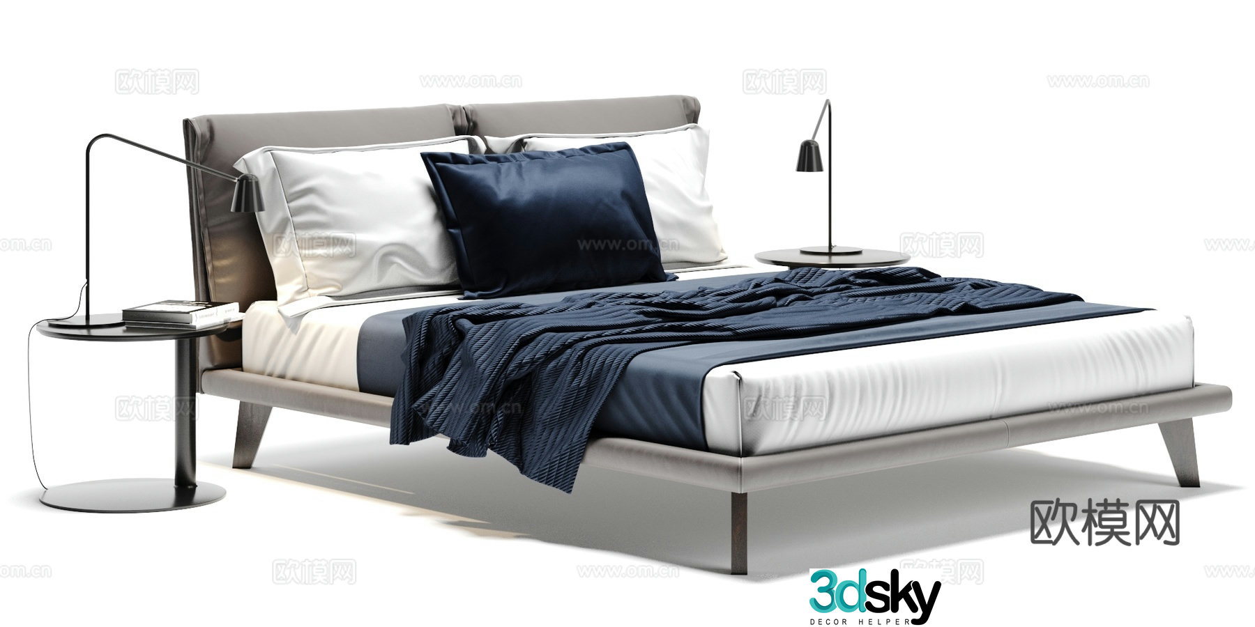 Modern double bed 3d model
