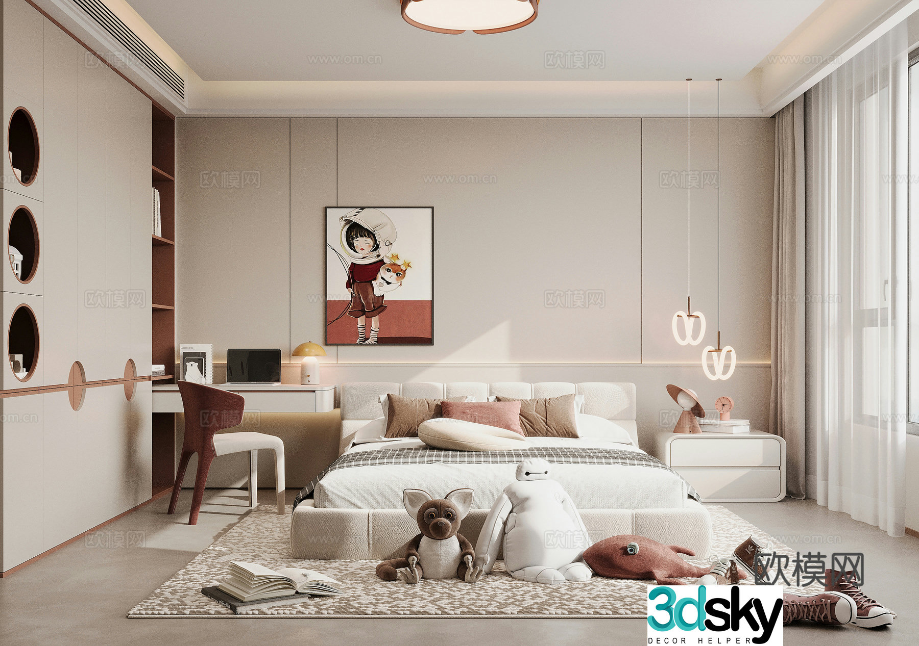 Modern children’s room girl’s room 3d model