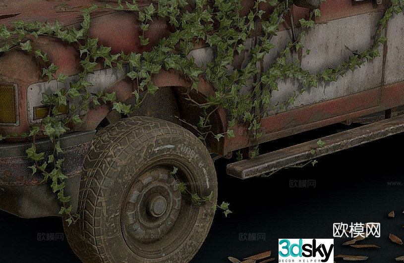 Abandoned SUV truck 3d model