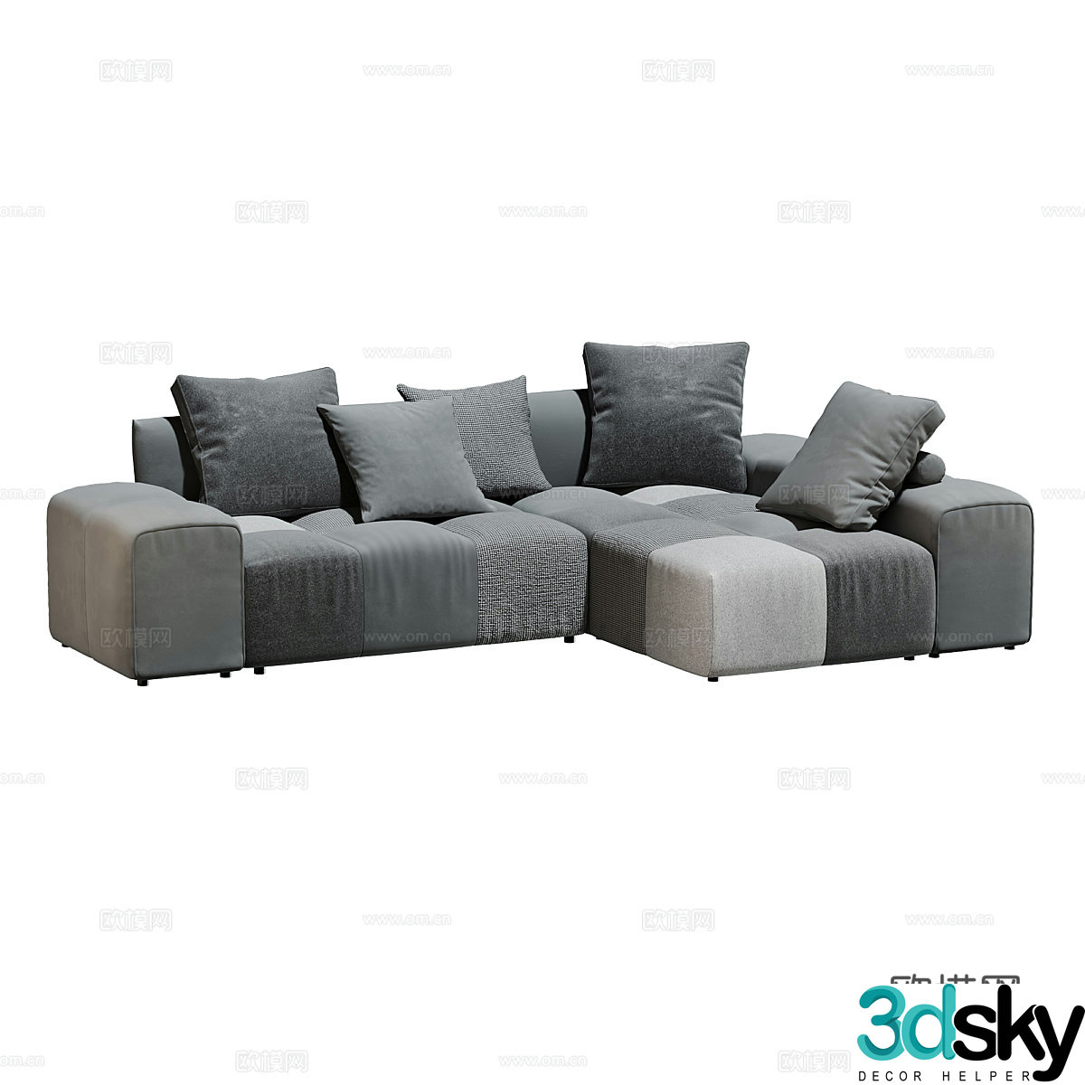 Modern multi-seater sofa 3d model