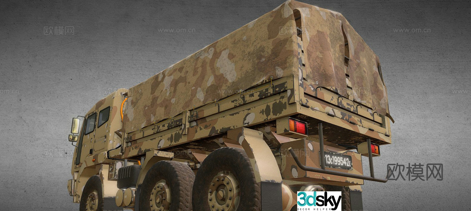 x6 military truck 3d model