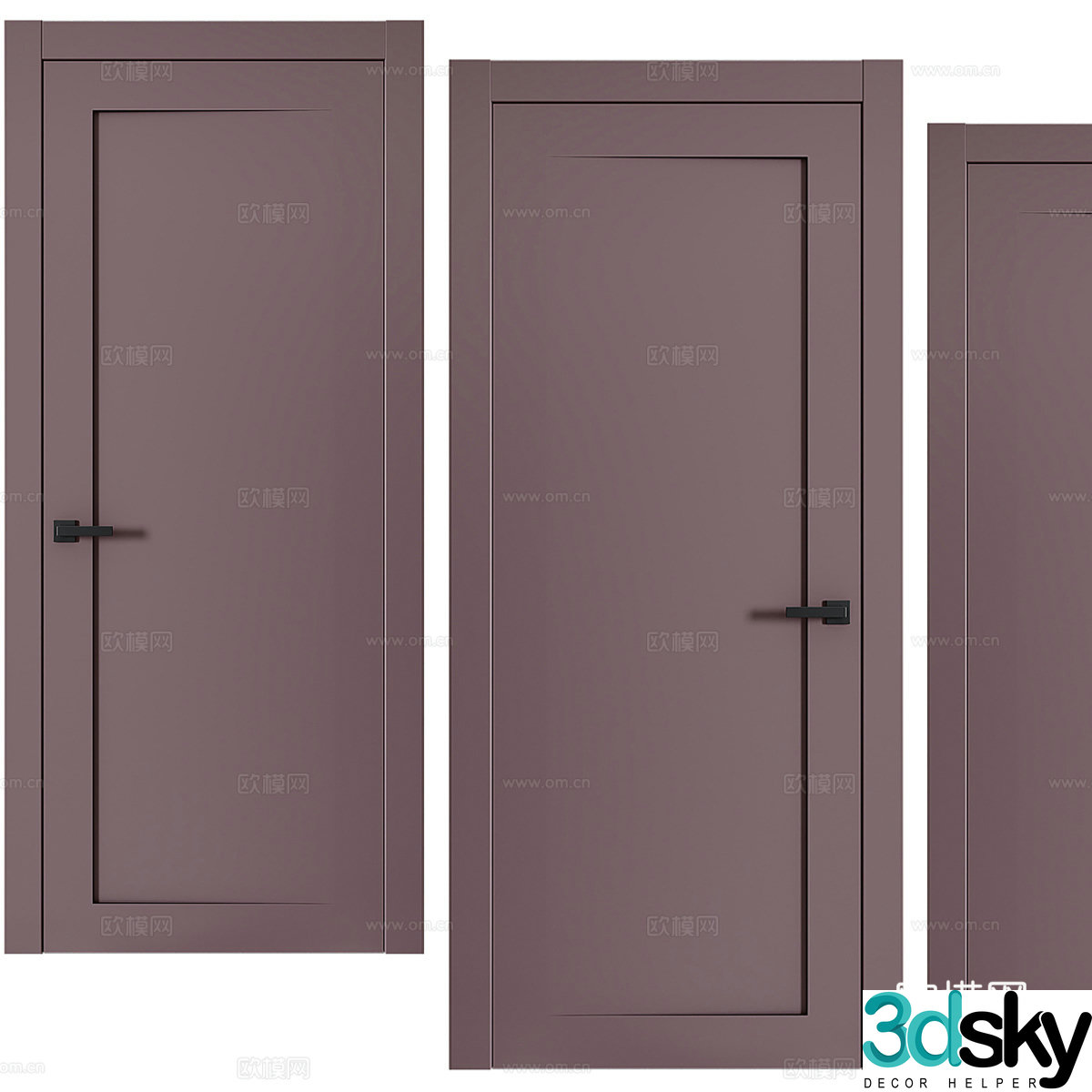 Single door flat door bedroom door room door 3d model