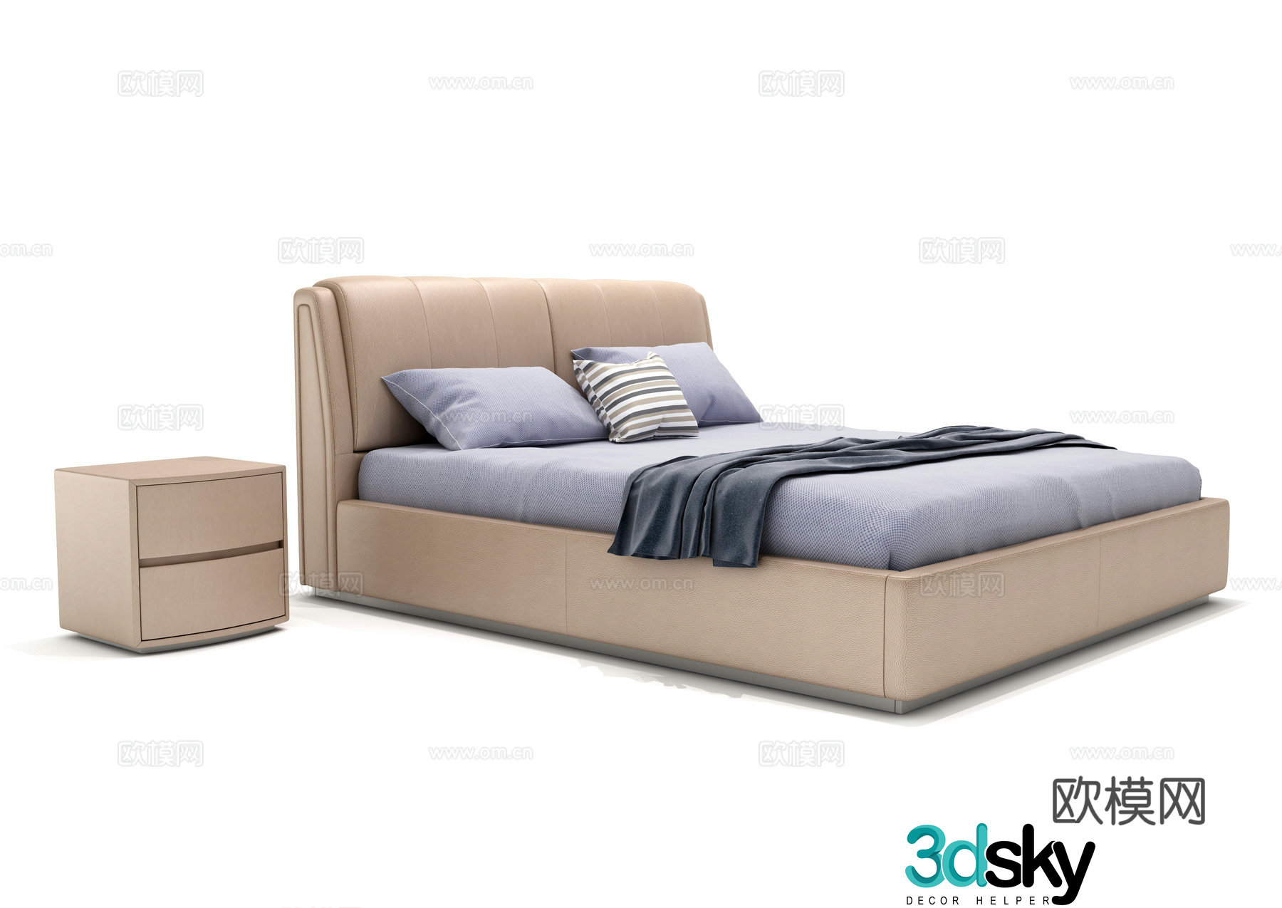 Modern double bed 3d model