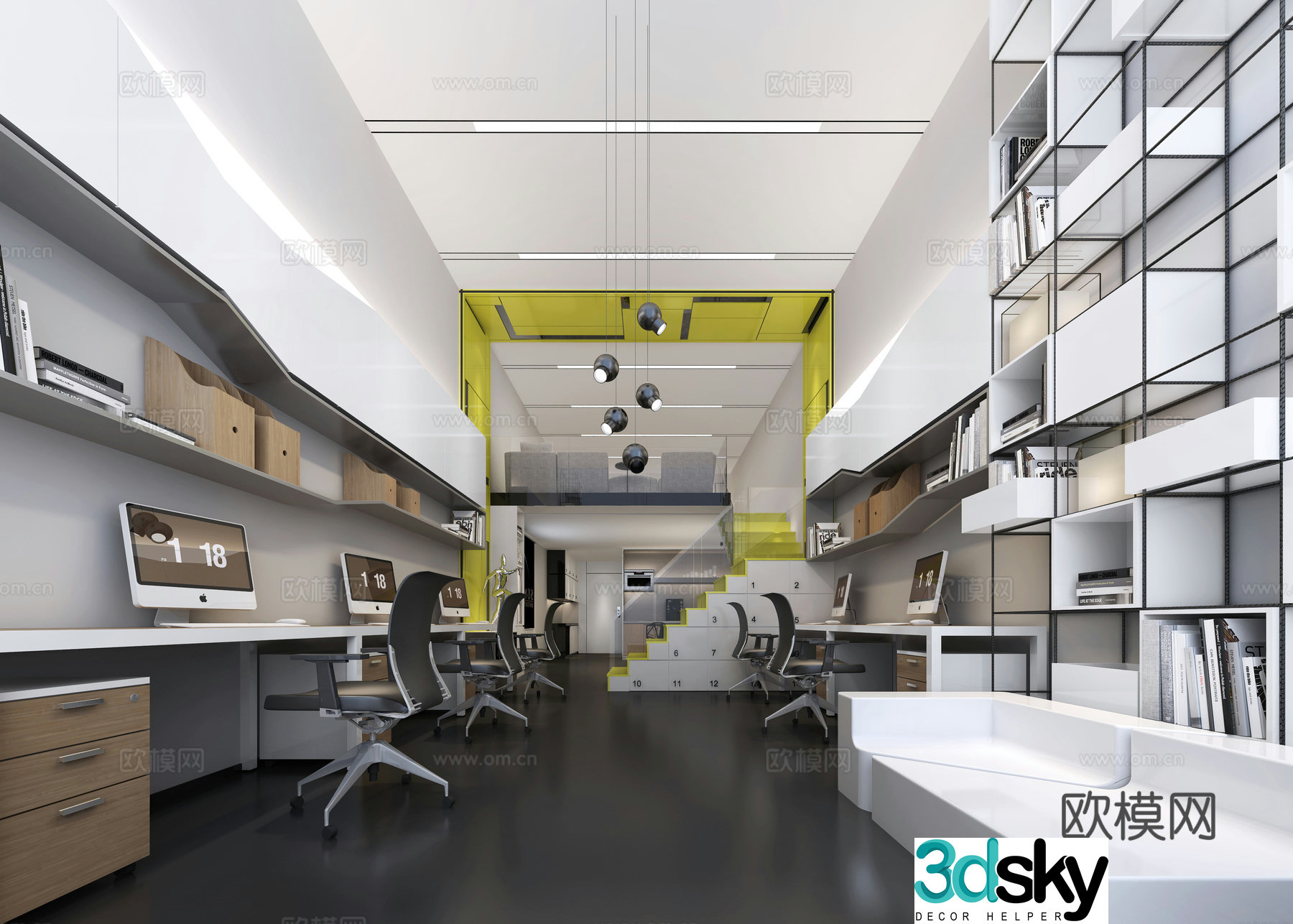 Public office area office 3d model