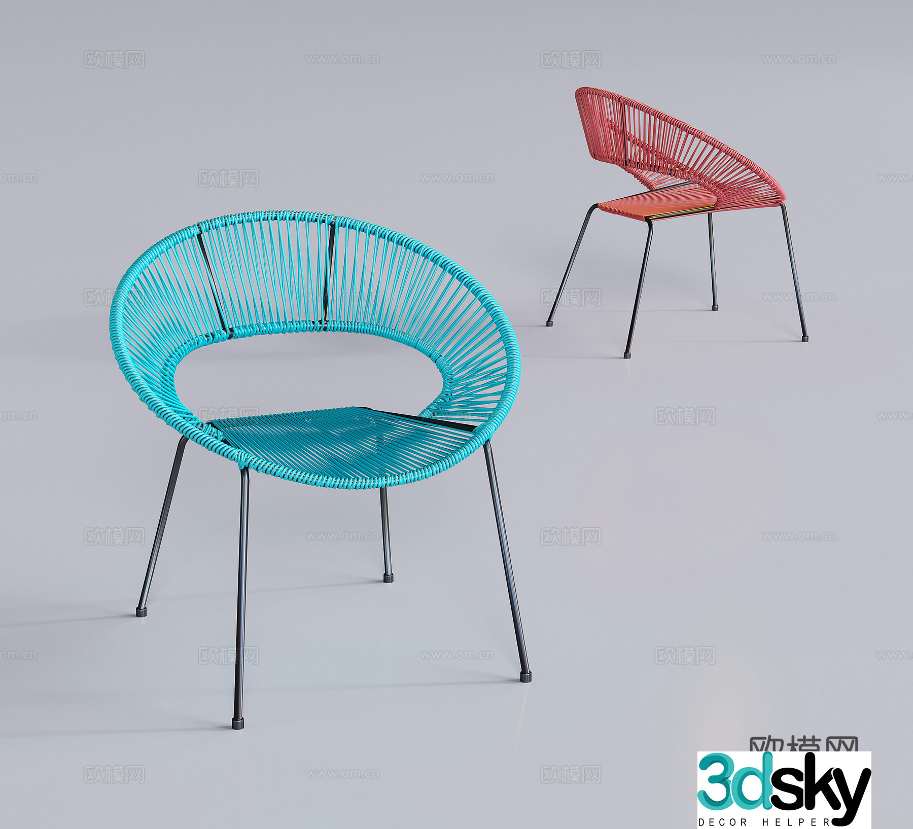 Modern leisure chair single chair dining chair coffee chair 3d model