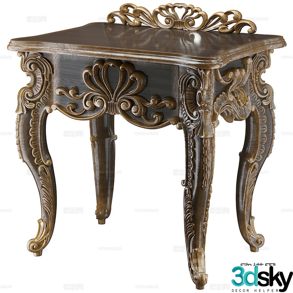 European style bedside table 3d model