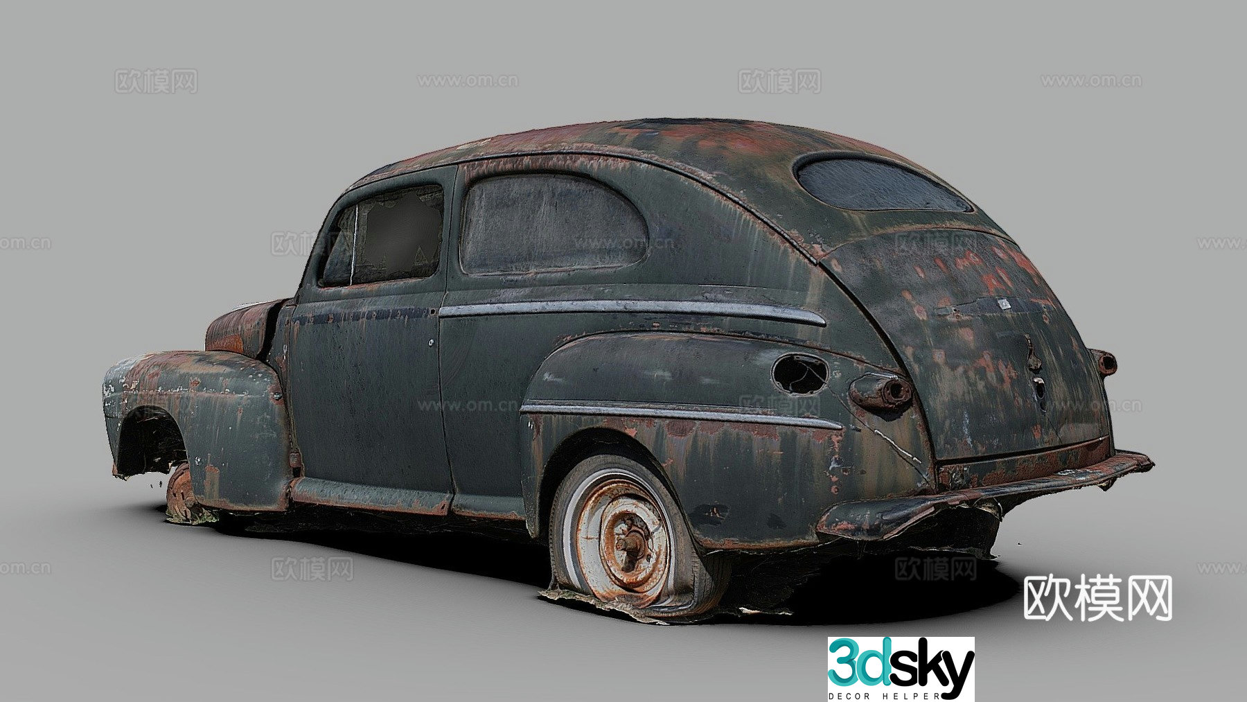 Rusty 40s car 3d model