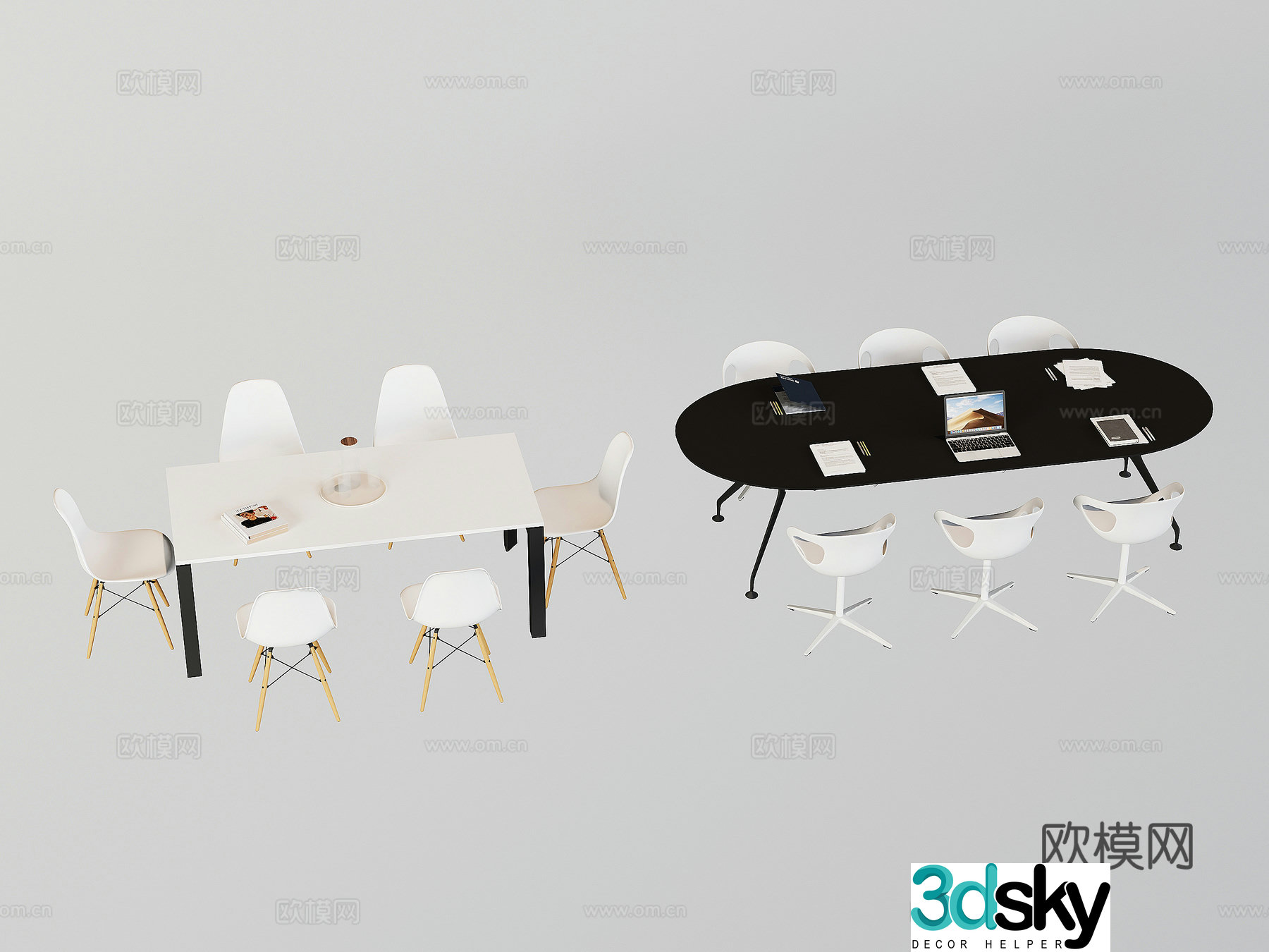 Modern reading tables and chairs conference tables and chairs 3d model