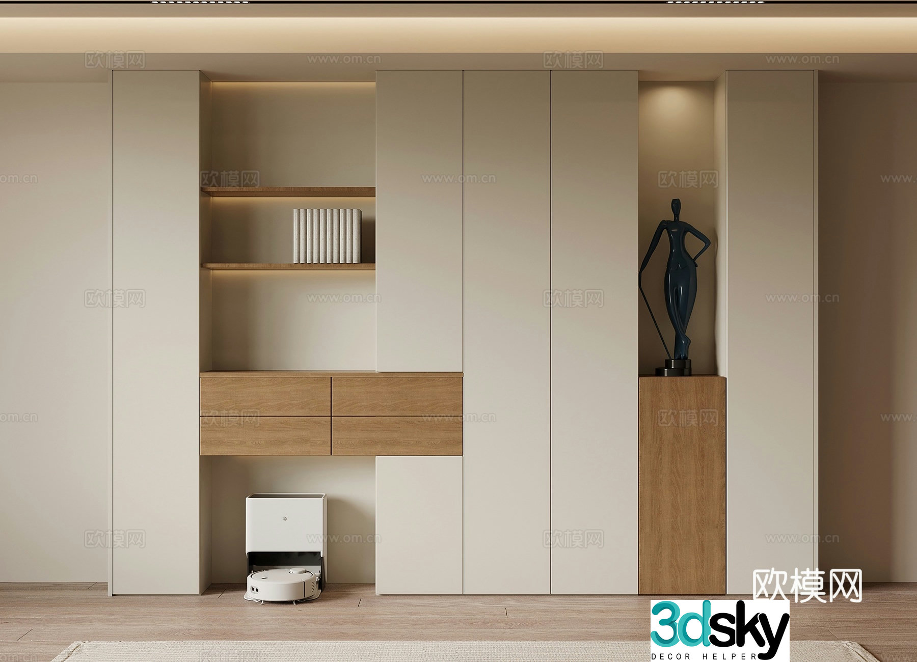 Modern bookcase bookshelf 3d model