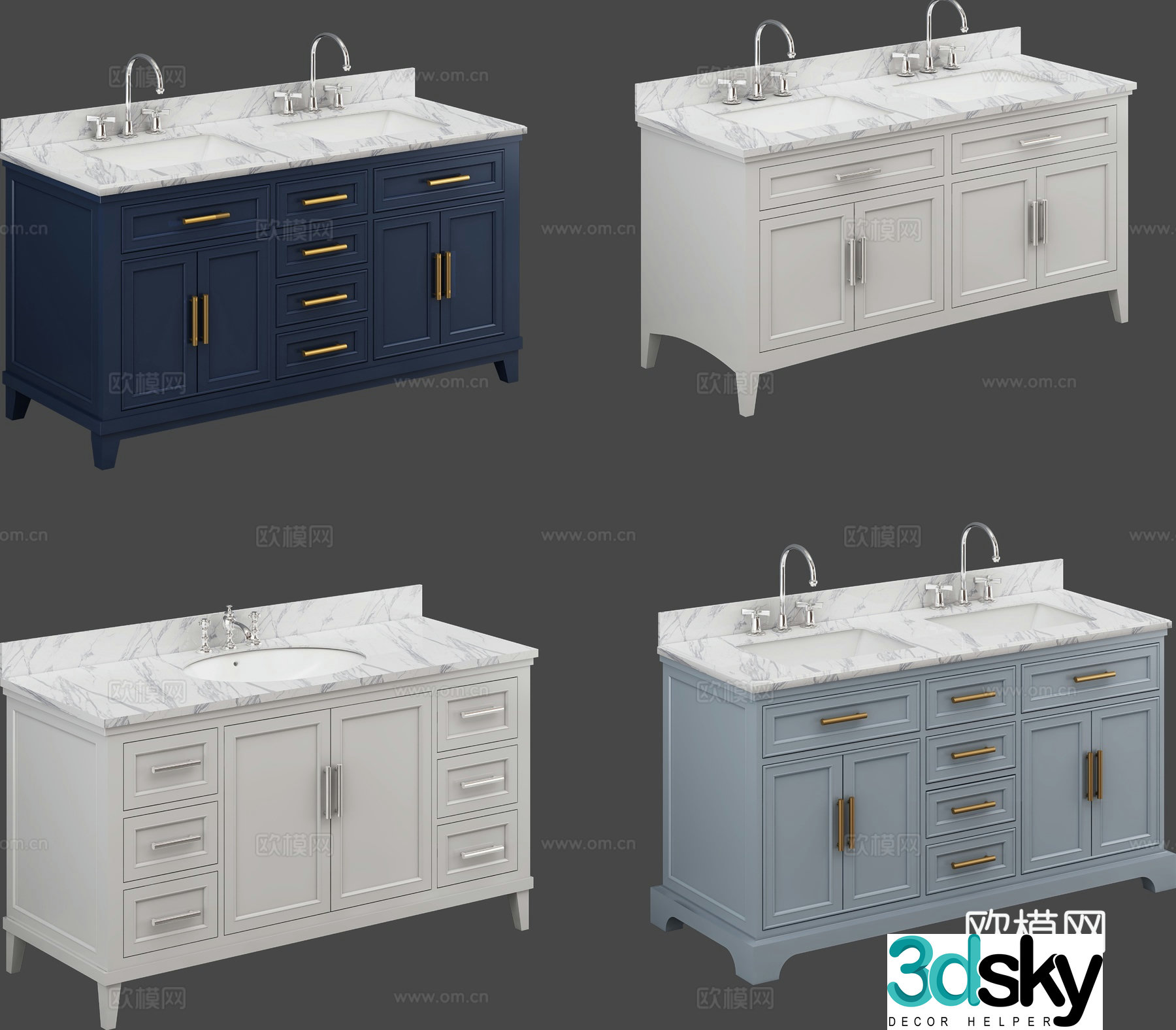 French wash basin double basin wash basin 3d model