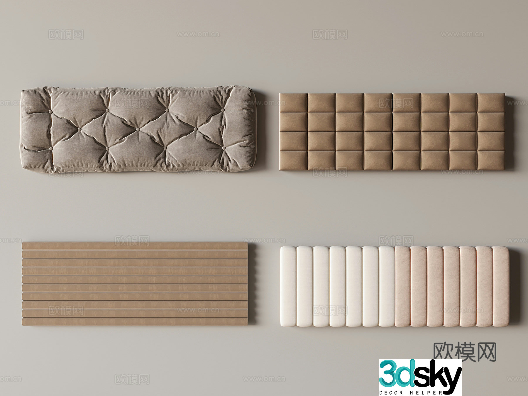 Modern upholstered bedside backrest 3d model