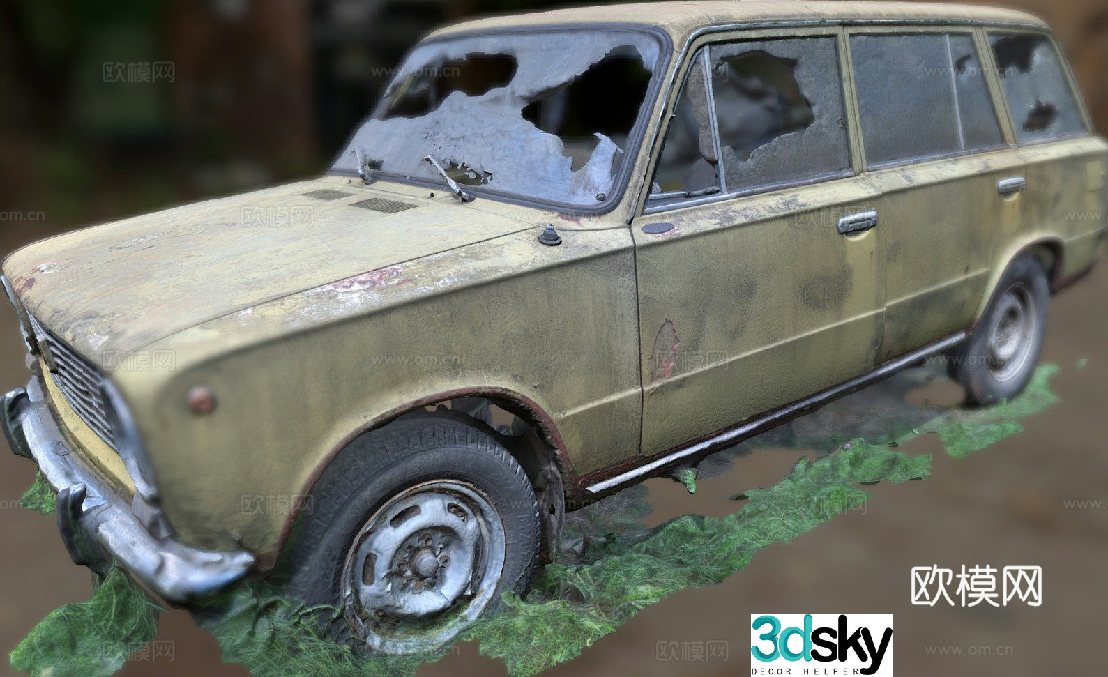old soviet car sedan 3d model