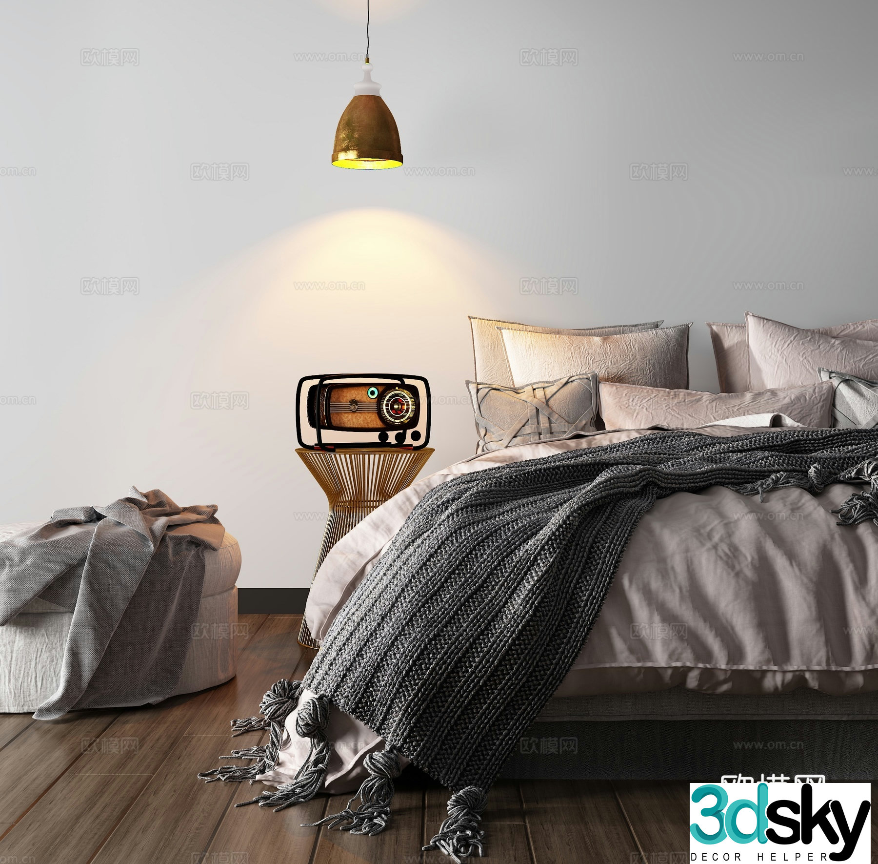 Modern double bed 3d model
