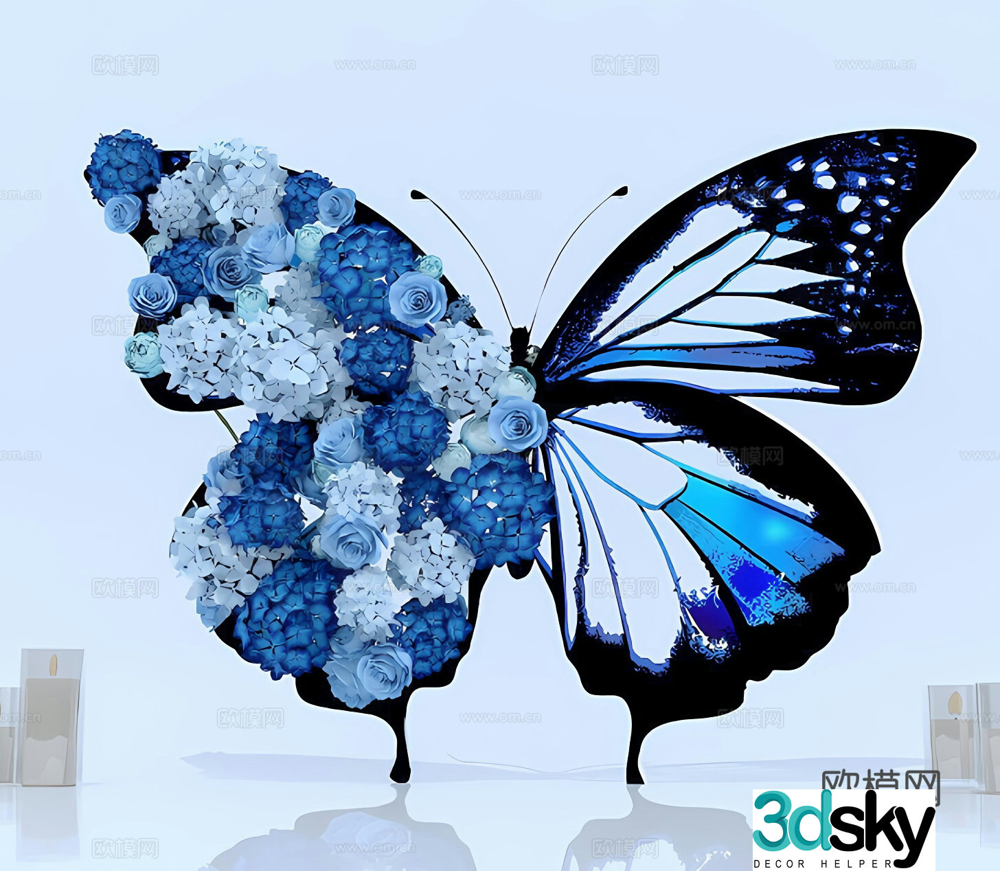 Butterfly sculpture art ornament 3d model